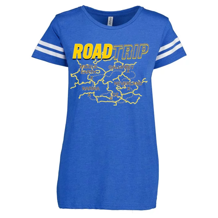 Road Trip Fantasy Treasure Map Enza Ladies Jersey Football T-Shirt