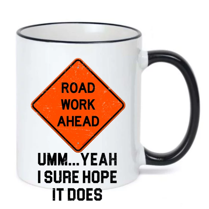 Road Work Ahead Funny Construction Black Color Changing Mug