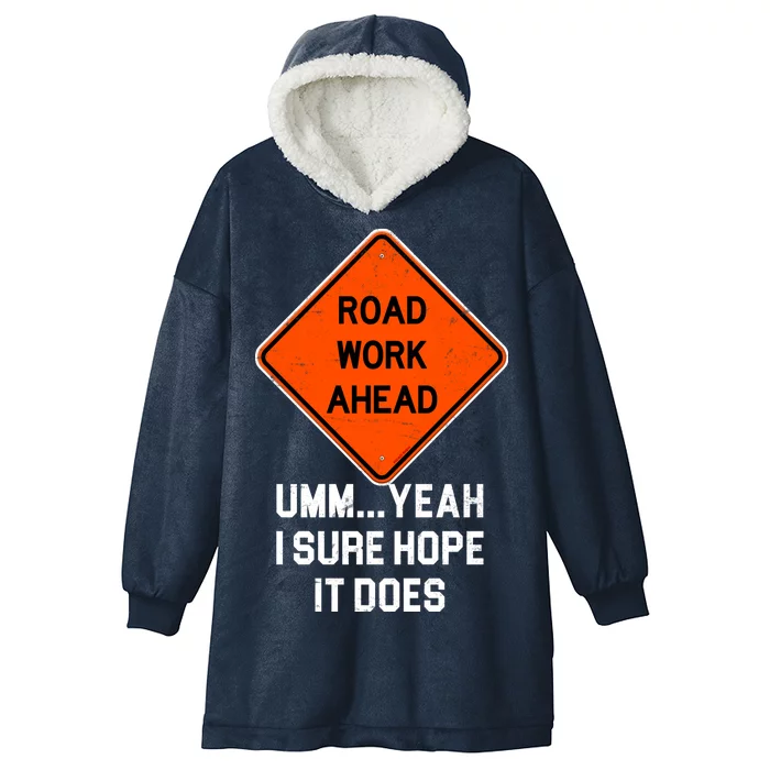 Road Work Ahead Funny Construction Hooded Wearable Blanket