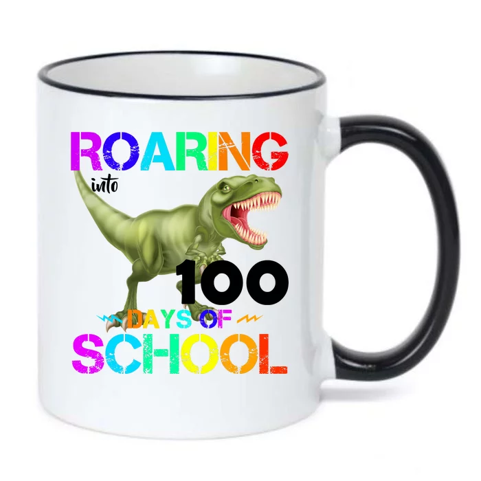 Roaring Into 100 Days Of School Black Color Changing Mug