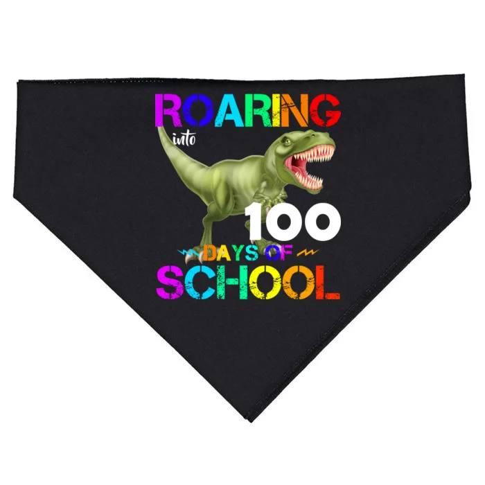 Roaring Into 100 Days Of School USA-Made Doggie Bandana