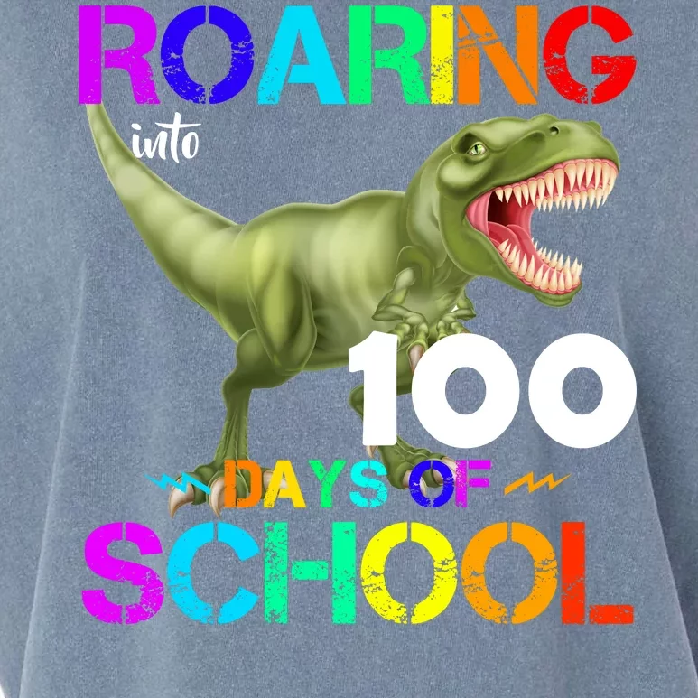 Roaring Into 100 Days Of School Garment-Dyed Women's Muscle Tee