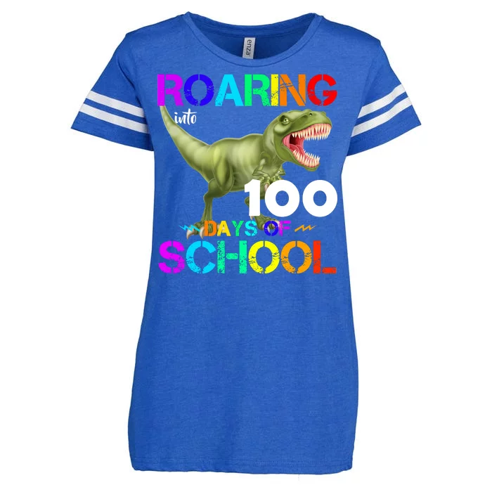 Roaring Into 100 Days Of School Enza Ladies Jersey Football T-Shirt