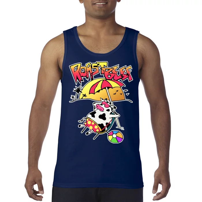 Roast Beef Dustin Cow On The Beach Tank Top