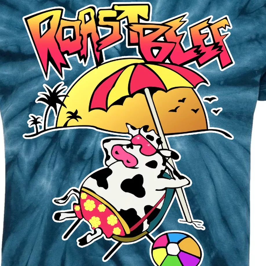 Roast Beef Dustin Cow On The Beach Kids Tie-Dye T-Shirt