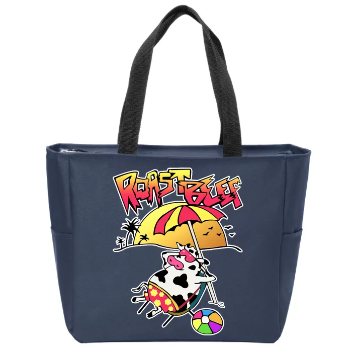 Roast Beef Dustin Cow On The Beach Zip Tote Bag