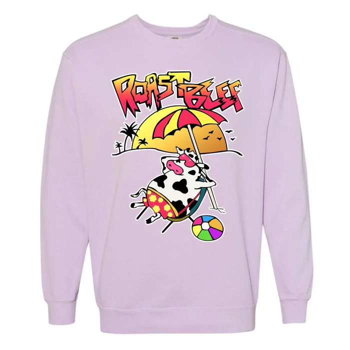 Roast Beef Dustin Cow On The Beach Garment-Dyed Sweatshirt