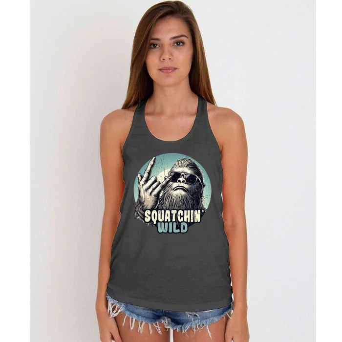 Rock On Bigfoot Sasquatch Rock on Women's Knotted Racerback Tank