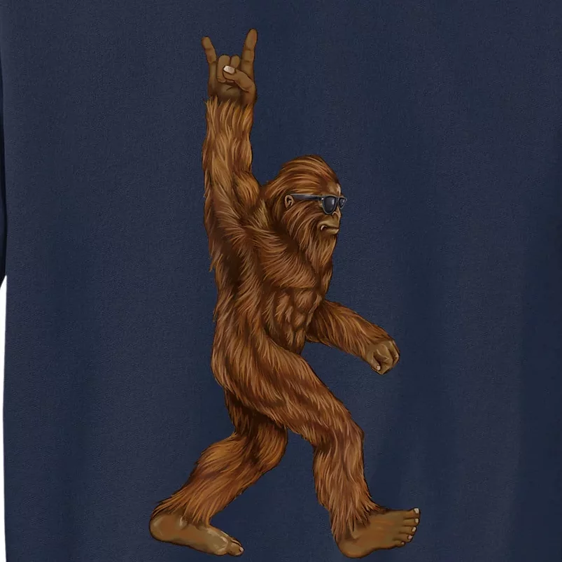 Rock On Bigfoot Sasquatch Loves Rock And Roll Sunglasses On Tall Sweatshirt