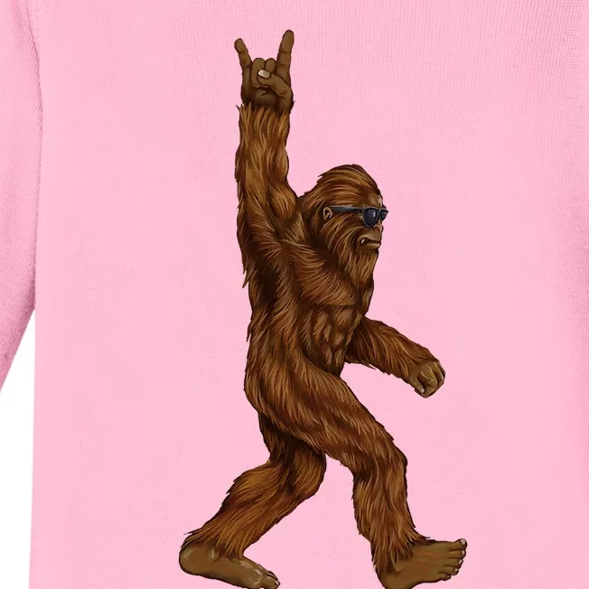 Rock On Bigfoot Sasquatch Baby Long Sleeve Bodysuit