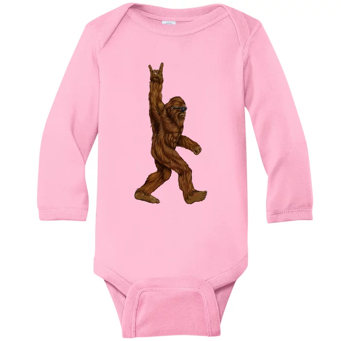 Rock On Bigfoot Sasquatch Baby Long Sleeve Bodysuit