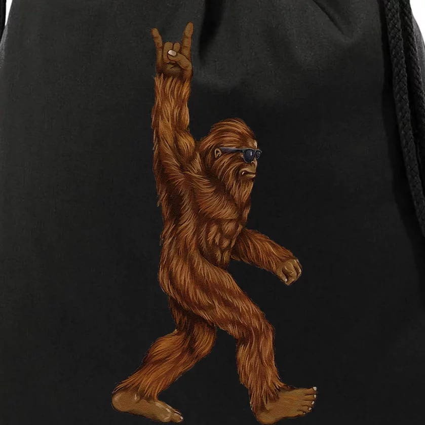 Rock On Bigfoot Sasquatch Loves Rock And Roll Sunglasses On Drawstring Bag