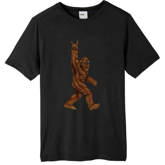 Rock On Bigfoot Sasquatch Loves Rock And Roll Sunglasses On ChromaSoft Performance T-Shirt