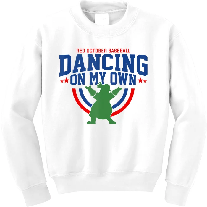 Red October Baseball Dancing On My Own Philadelphia Baseball Fan Lover Kids Sweatshirt