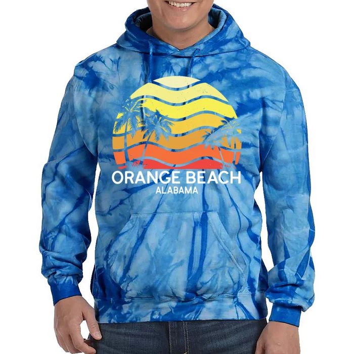 Retro Orange Beach Beach Vintage Vacation Alabama State Gift Tie Dye Hoodie