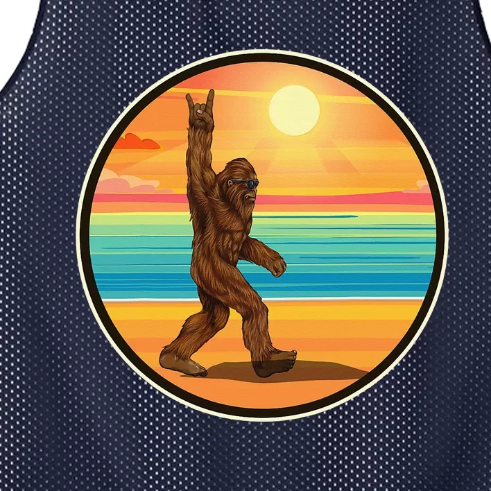 Rock On Bigfoot Sasquatch Loves Rock And Roll Sunglasses Mesh Reversible Basketball Jersey Tank