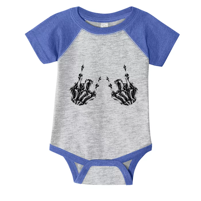 Rock On Band Rock And Roll Halloween Skeleton Hands Infant Baby Jersey Bodysuit