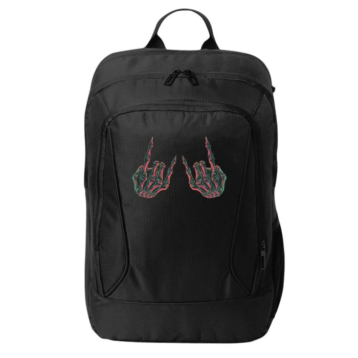 Rock On Band Rock And Roll Skeleton Hands Graphic Gift City Backpack