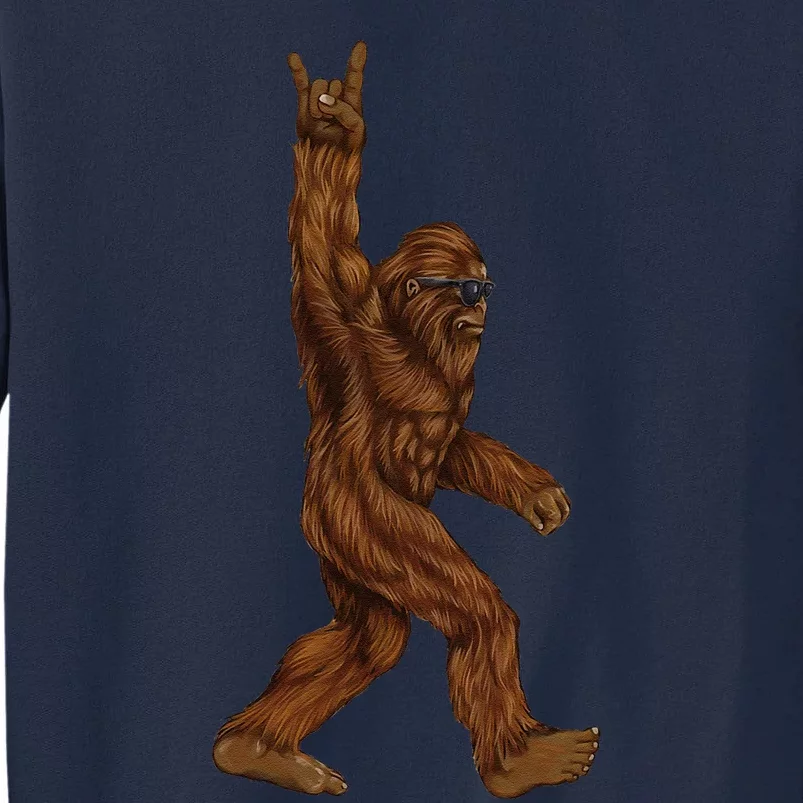 Rock On Bigfoot Sasquatch Loves Rock And Roll Sunglasses On Tall Sweatshirt