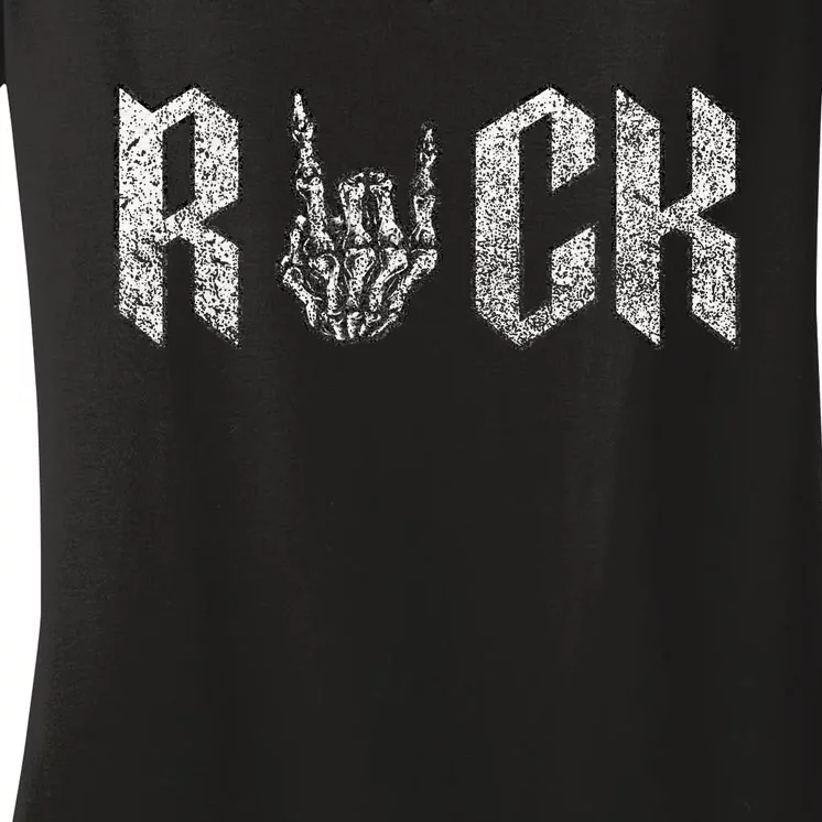 Rock On Band S For Women Rock And Roll Women's V-Neck T-Shirt