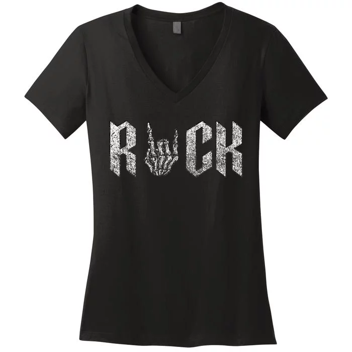 Rock On Band S For Women Rock And Roll Women's V-Neck T-Shirt