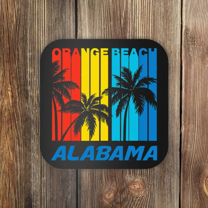 Retro Orange Beach Alabama Palm Trees Vacation Coaster