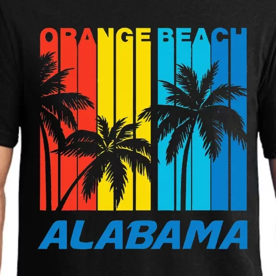 Retro Orange Beach Alabama Palm Trees Vacation Pajama Set