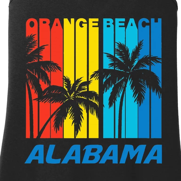 Retro Orange Beach Alabama Palm Trees Vacation Ladies Essential Tank