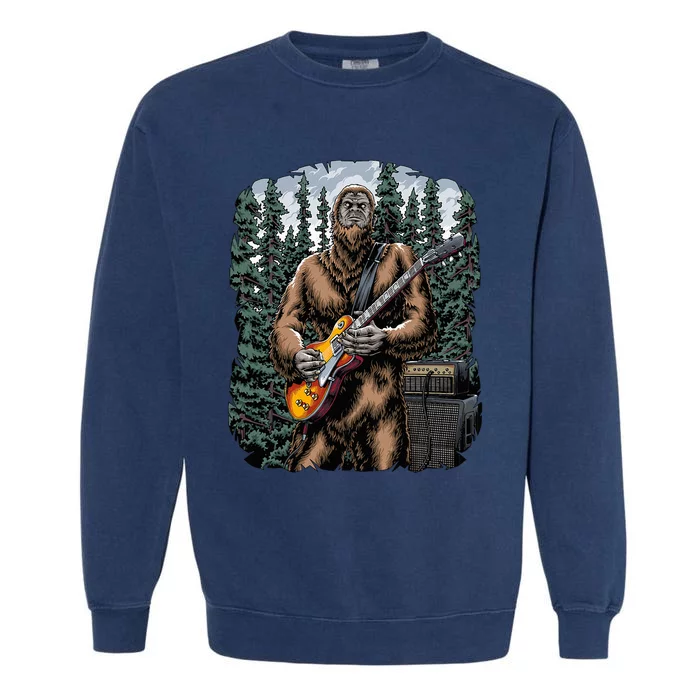 Rock On Bigfoot Sasquatch Loves Rock And Roll Graphic S Garment-Dyed Sweatshirt