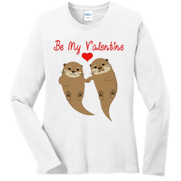 Romantic Otters Be My Valentine Ladies Long Sleeve Shirt