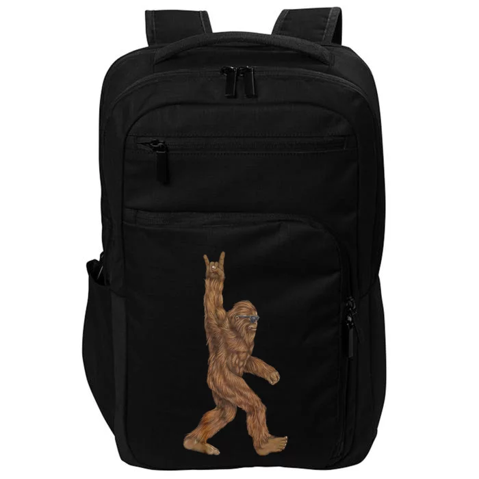 Rock On Bigfoot Sasquatch Loves Rock And Roll Impact Tech Backpack