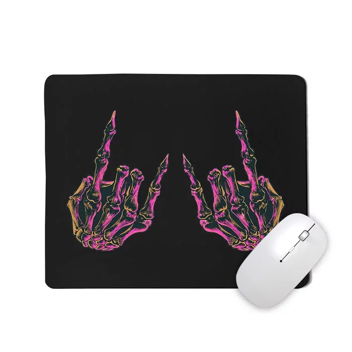 Rock On Band S Rock And Roll Skeleton Hands Graphic Mousepad