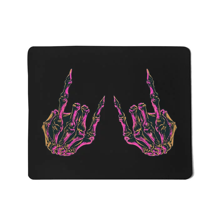 Rock On Band S Rock And Roll Skeleton Hands Graphic Mousepad