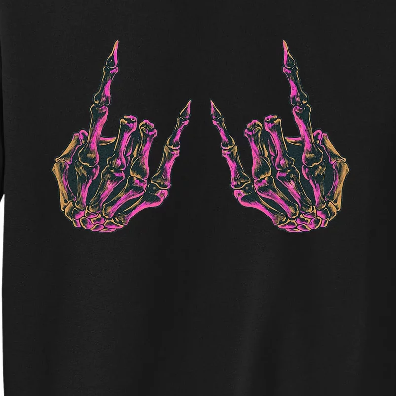 Rock On Band S Rock And Roll Skeleton Hands Graphic Tall Sweatshirt