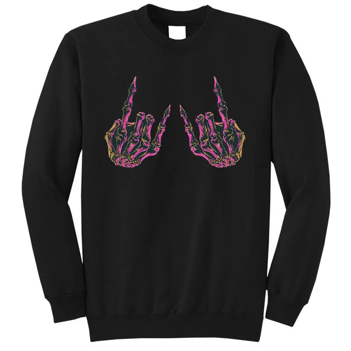 Rock On Band S Rock And Roll Skeleton Hands Graphic Tall Sweatshirt