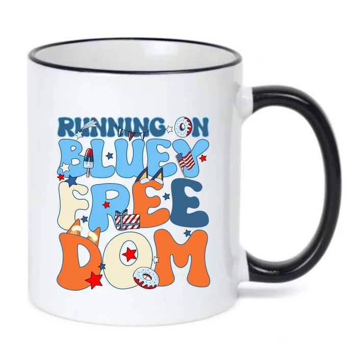 Running On Blue Heeler And Freedom Red White Blue Fireworks 4th Of July Black Color Changing Mug