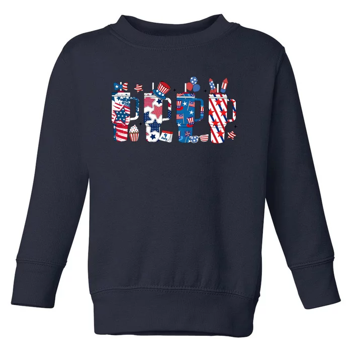 Retro Obsessive Cup Disorder 4th Of July Toddler Sweatshirt