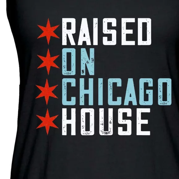 Raised On Chicago House Music EDM DJ Illinois Raver Ladies Essential Flowy Tank