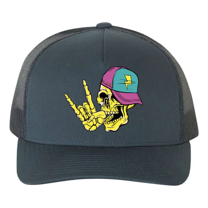 Rock On Cool Skull Yupoong Adult 5-Panel Trucker Hat