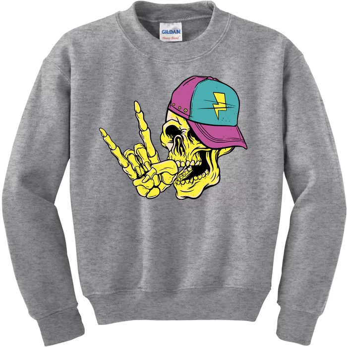 Rock On Cool Skull Kids Sweatshirt