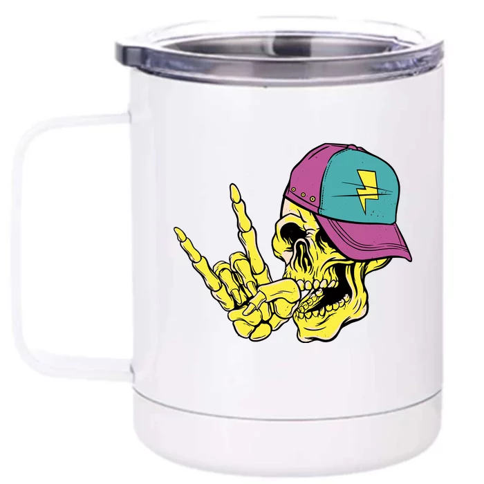 Rock On Cool Skull Front & Back 12oz Stainless Steel Tumbler Cup