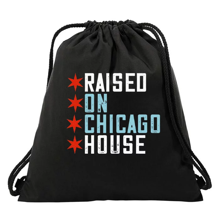 Raised On Chicago House Music EDM DJ Illinois Raver Drawstring Bag