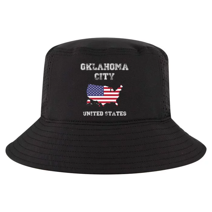 Retro Oklahoma City United States Distressed USA Flag Cool Comfort Performance Bucket Hat