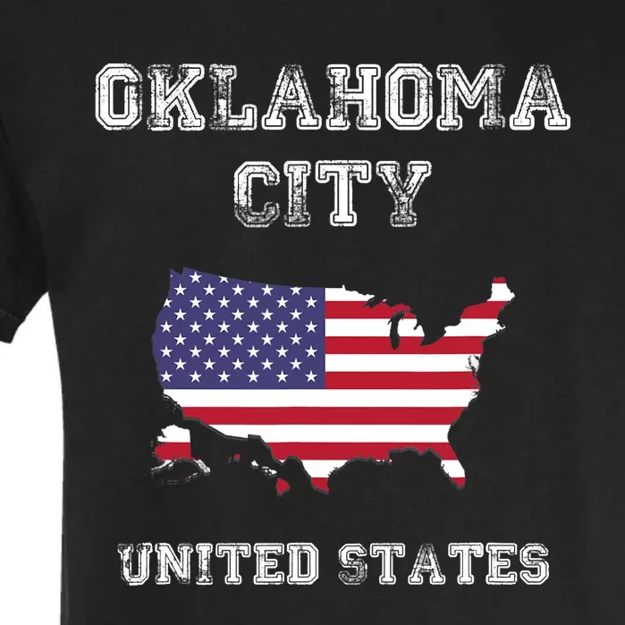 Retro Oklahoma City United States Distressed USA Flag Garment-Dyed Heavyweight T-Shirt