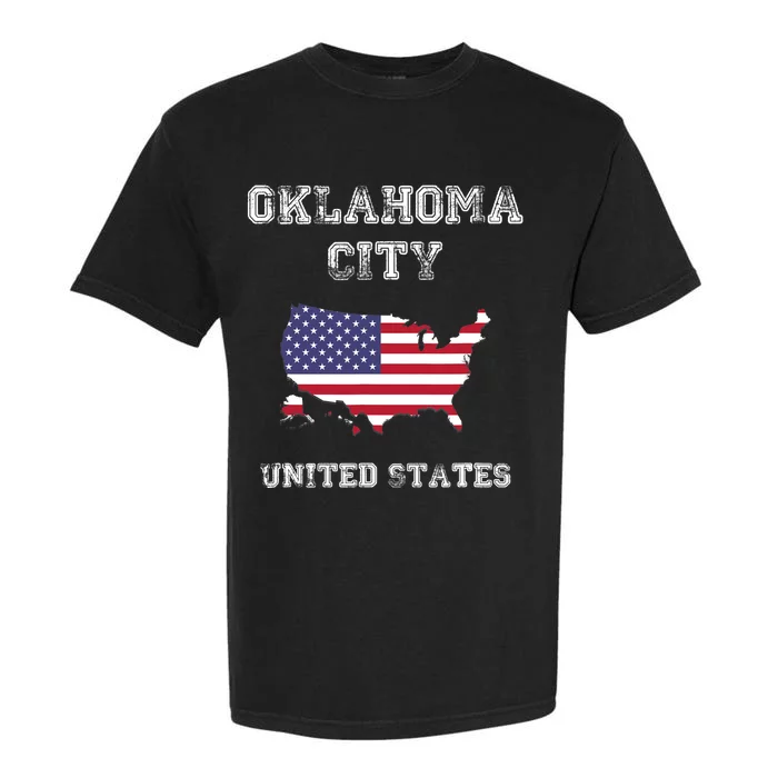 Retro Oklahoma City United States Distressed USA Flag Garment-Dyed Heavyweight T-Shirt