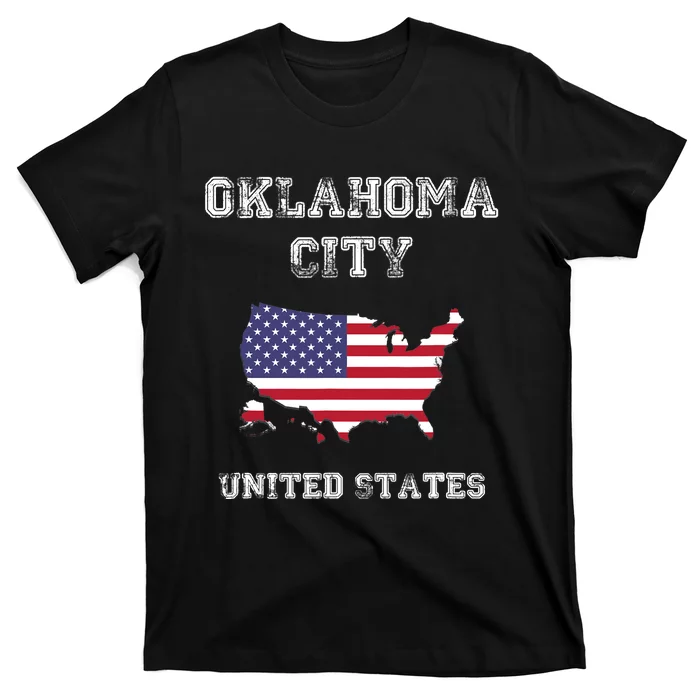 Retro Oklahoma City United States Distressed USA Flag T-Shirt