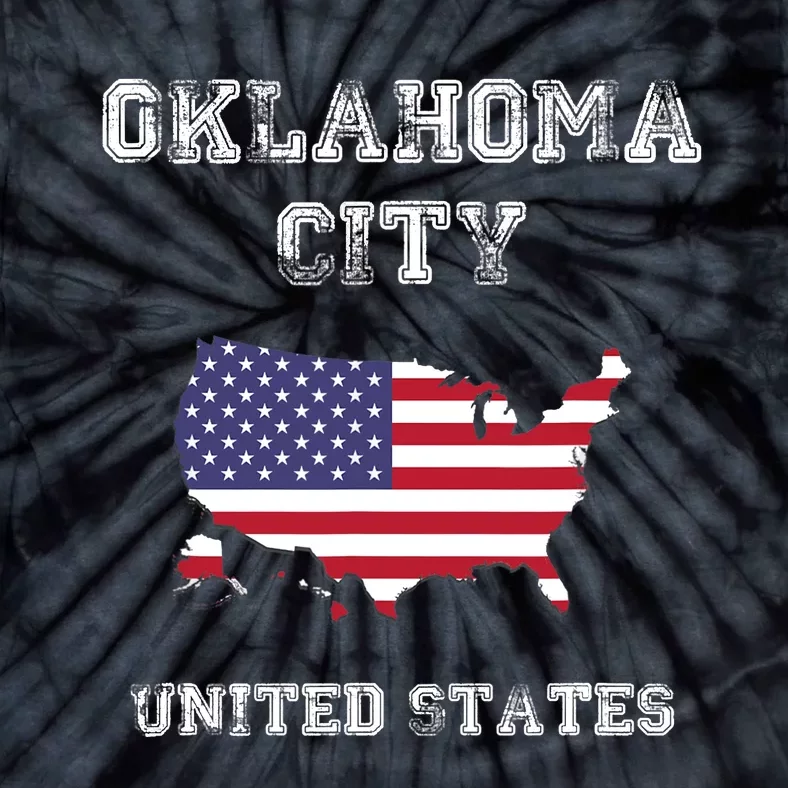 Retro Oklahoma City United States Distressed USA Flag Tie-Dye T-Shirt