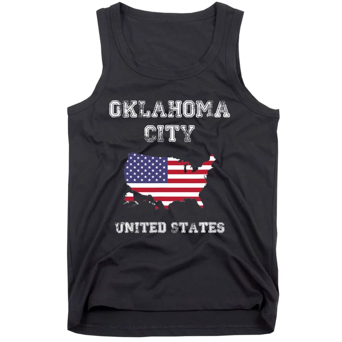 Retro Oklahoma City United States Distressed USA Flag Tank Top