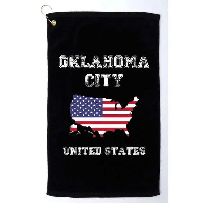 Retro Oklahoma City United States Distressed USA Flag Platinum Collection Golf Towel