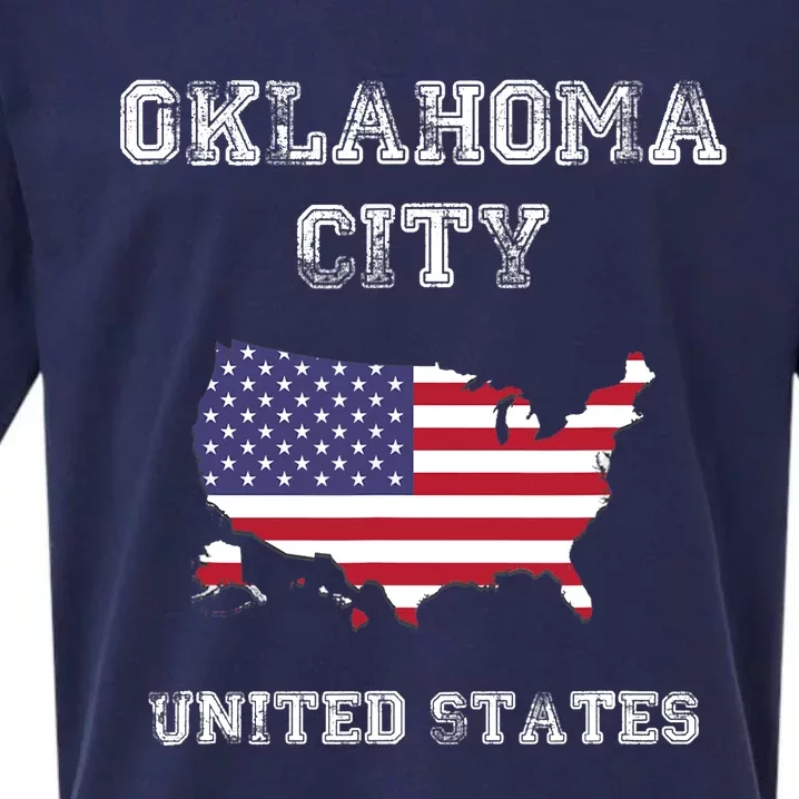 Retro Oklahoma City United States Distressed USA Flag Sueded Cloud Jersey T-Shirt